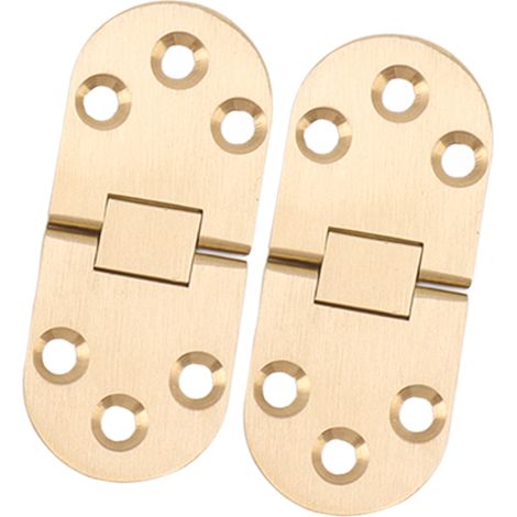 Lot de 2 charnières à rabat pliables en laiton inoxydable à bords arrondis, ouverture à 180°, avec vis, pour table pliante et machine à coudre (2,0 mm / 0,08 po). (1/5)