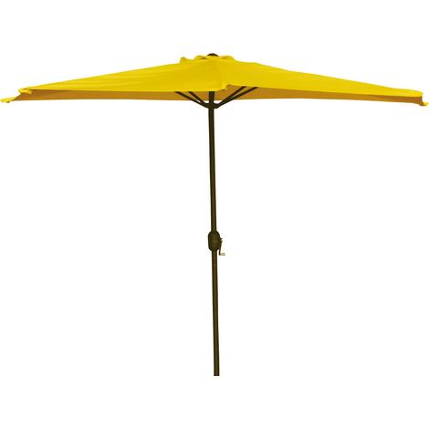 Mezzaluna Regenschirm 3 Meter im Freien Wandgarten mit Zentralpol in Half Moon Aluminium - Yellow