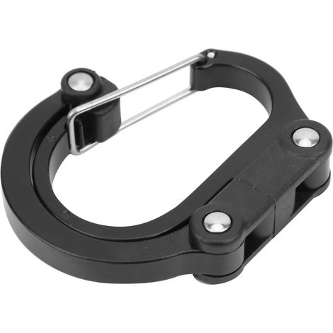 Mousqueton et crochet mini en alliage d'aluminium pour l'extérieur, idéal pour les voyages, les bagages et les petits sacs (noir). (1/5)