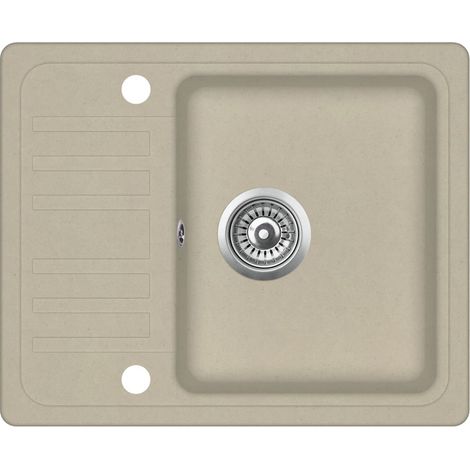 Évier de cuisine seul lavabo 57,5 x 46 cm granit beige (1/4)