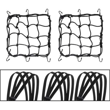 Filet à bagages avec crochets pour moto & vélo, lot de 5 sangles d'arrimage 40x40cm