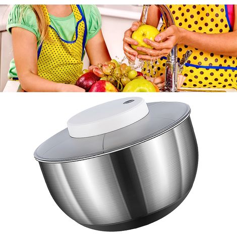 Essoreuse à salade électrique grand format en acier inoxydable 4500 ml, idéale pour sécher les légumes à feuilles et les fruits. (1/5)