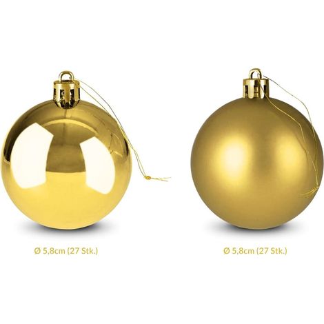 Gold Christmas Baubles, 54pcs, 6cm, Indoor/Outdoor