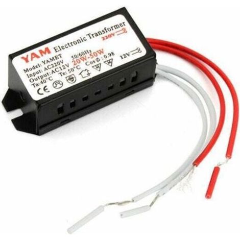 Transformateur Électronique 220V À 12V - Puissance 20 W À 50 W - Pour Lampes Halogènes Et LED - 1 Pièce (1/5)