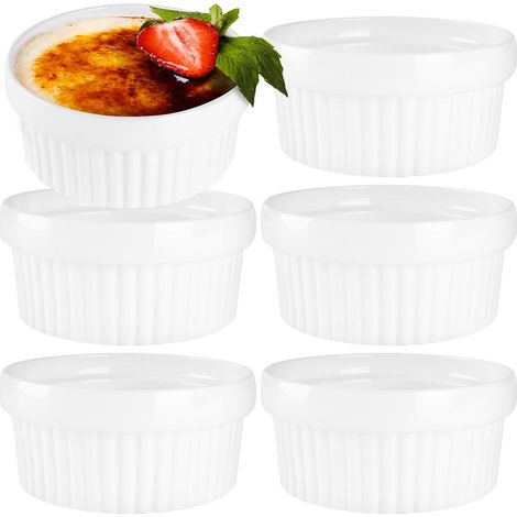 Ramequins en céramique blanche - lot de 6 - Moules à soufflé Crème Brûlée 250 ml (1/5)