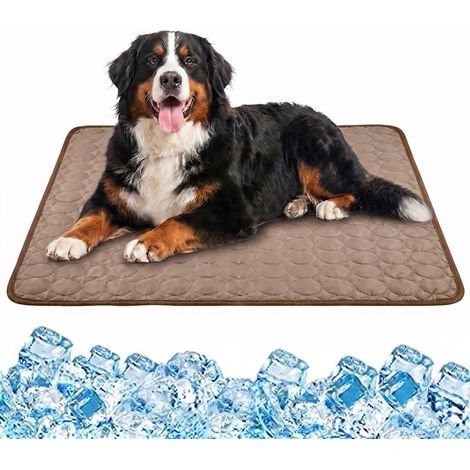 Tapis rafraîchissant XXL – 150x100 cm – Marron – Ice Silk – Sans gel – Lavable – Été – Chien et chat (1/5)