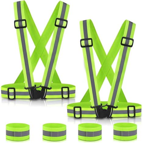 Chaleco de alta visibilidad, chaleco de seguridad para bicicleta con tiras reflectantes, elástico para trotar, andar en bicicleta, hacer senderismo, andar en moto, montar a caballo o correr.
