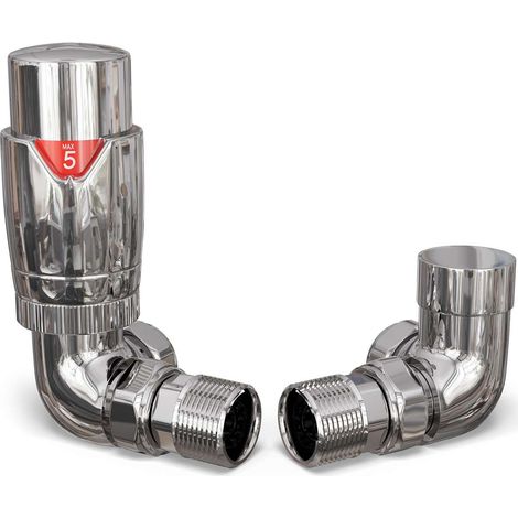 Talus Flair - Chrome Thermostatic Radiator Valve & Lockshield Corner 10mm