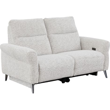 Canapé 2 places relax électrique Liam tissu chenille beige Takasit (1/5)