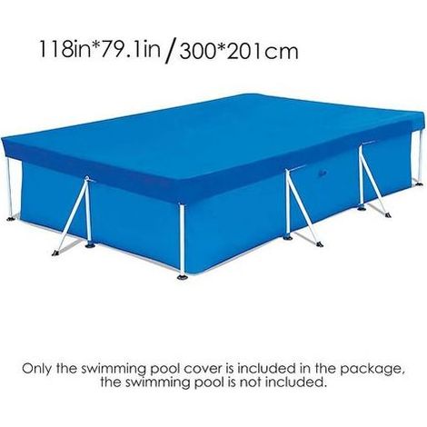 Wasserdichte und UV-beständige PVC-Poolabdeckung für rechteckige Aufstellpools (Rahmen- oder aufblasbare Pools), 300 x 201 cm, ideal für Familien. (1/4)