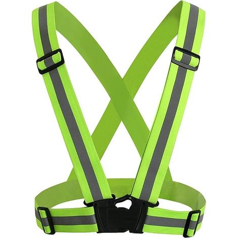 Harnais de Sécurité Réfléchissant Haute Visibilité Réglable - Gilet Vert Fluorescent Unisexe (1/5)
