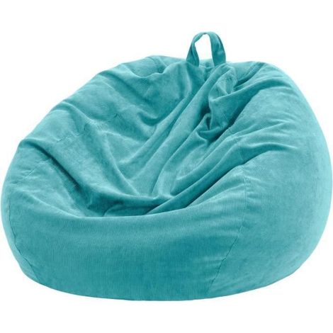 Housse de pouf - - 300L - Couleur Cyan - Tissu Velours Côtelé - Pour Enfants et Adultes (1/4)