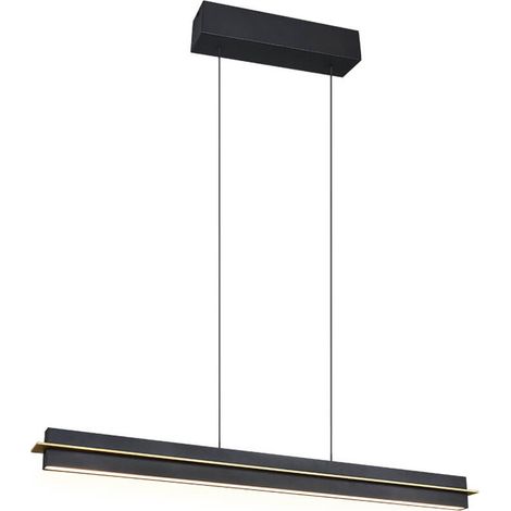 Suspension LED, plafonnier, noir, doré, tactile, dimmable, H 150 cm (1/3)