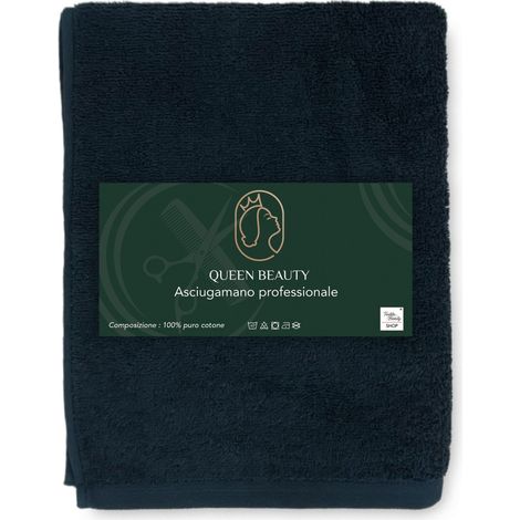 SERVIETTE SERVIETTE ÉPONGE ÉPONGE NOIR Coiffeur CM. 60X100 Reine Beauté (1/5)