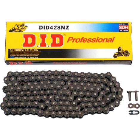Cadena de transmisión DID 428NZ-118 (118 eslabones) sin juntas tóricas (abierta + clip)