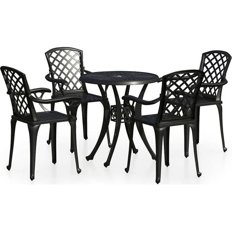 Maison Exclusive - 5-tlg. Bistro-Set Aluminiumguss Schwarz