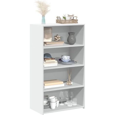 Buffet de Cuisine Haut Blanc 70x41x124 cm - Meuble Rangement avec Portes et Étagères, Bois d'Ingénierie, Design Moderne pour Salle à Manger ou Salon (1/5)