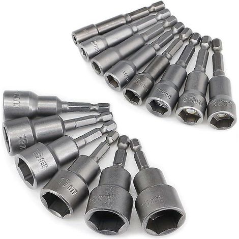 Jeu de 14 embouts de vissage magnétiques, douilles métriques de 6 à 19 mm, outils d'extraction de boulons et d'écrous, longueur 65 mm-AquaForge (1/5)