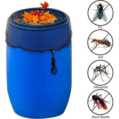 Filet pour citerne d'eau de pluie - Ajustable - Résistant aux intempéries - Protège contre les feuilles et les larves de moustiques (1/3)