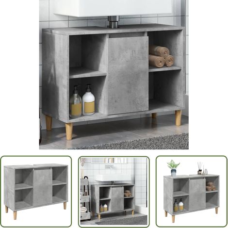 vidaXL Armoire salle de bain gris béton 80x33x60cm bois d'ingénierie (1/5)