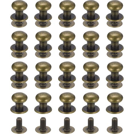 8mm Clou à Tête Sphérique Avec Rivets à Visser, Lot de 50 Boutons à Tête Ronde Pour La Création de Sacs à Main en Cuir, Ceintures, Couleur Bronze (1/5)