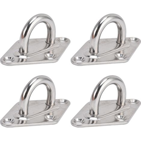 Ensemble de 4 crochets muraux robustes en acier inoxydable 304 avec anneau diamant pour plafond, outil de suspension pour hamac