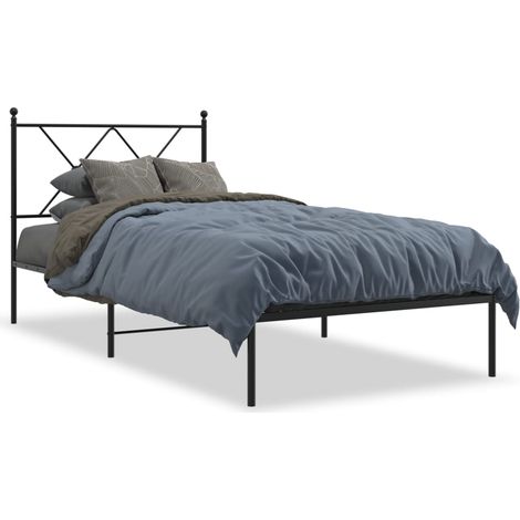Maison Exclusive - Cadre de lit métal sans matelas avec tête de lit noir 90x190 cm (1/5)