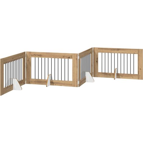 Klappbares Hundetor mit Ständern 4 Stk. Artisan-Eiche 401 cm vidaXL