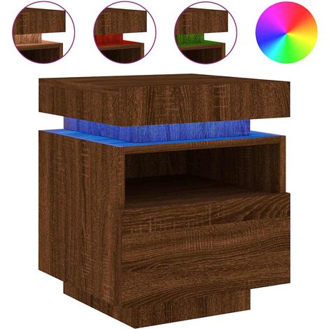 Maison Exclusive - Nachttisch mit LED-Leuchten Braun Eichen-Optik