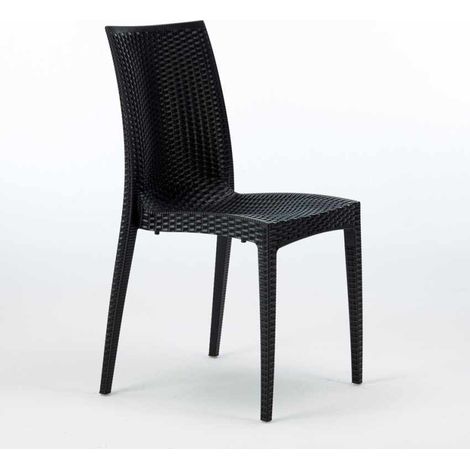 Sedie Poly rattan bar giardino gelateria impilabile Bistrot Grand Soleil - Nero
