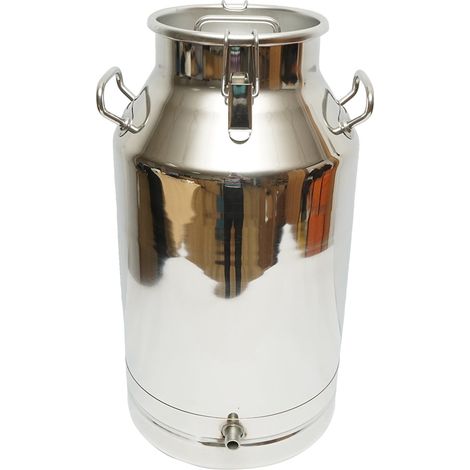 Brocca per latte in acciaio inox con coperchio da 40 litri con rubinetto per mungitrice per mucche Breckner Germany (1/5)