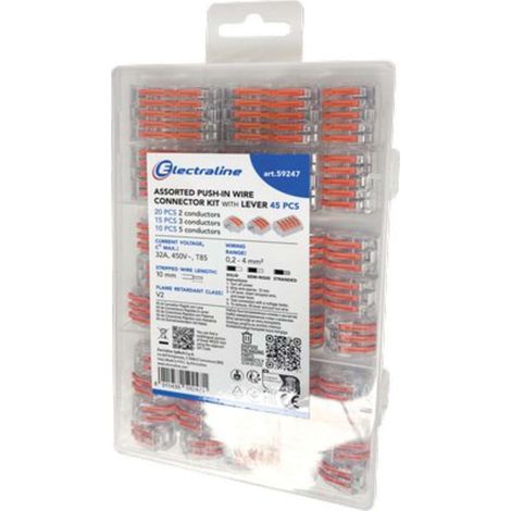 MORSETTO CONNESSIONE VOLANTE LEVA KIT ELECTRALINE - MMQ 0,2/4 CF=PZ 45 - 1 Confezione