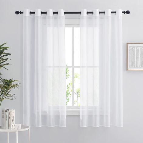Lot de 2 Rideaux, Voilage Organza 140x160 cm, Oeillets Métalliques 4cm, Tissu Polyester Transparent, Décoration Salon Chambre Cuisine (1/5)