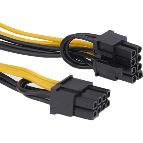 Câble d'alimentation PCI-E pour carte graphique, connecteur femelle 6 broches vers double mâle 8 broches (6+2 broches) (1/5)