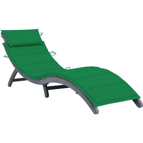 Tumbona tumbona cama de jardín muebles de terraza 190 cm con cojín madera maciza de acacia gris 020012471