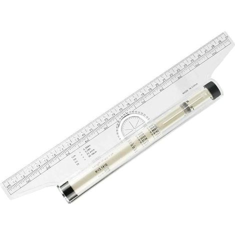 Règle Parallèle Roulante 30cm Règle à Rouleau Parallèle Professionnel Règle de Dessin à l'échelle Polyvalente Rapporteur Compas pour Ligne (1/5)