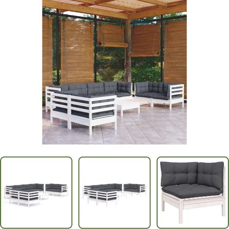 Terrassensofa - 9-tlg. Garten-Lounge-Set mit Kissen Kiefer Massivholz (1/5)