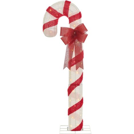 Décoration de Noël LED en Métal en Forme de Sucre d'Orge Intérieur Extérieur Blanc et Rouge Alarni (1/5)