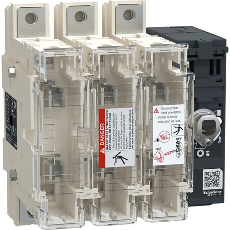 Interruptor seccional FUSIBLES SCHNEIDER 125A 3 polos para protección eléctrica.
