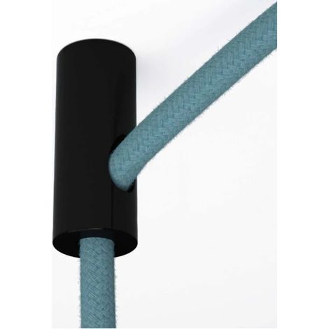 Déport de Suspension Noir pour Câble Textile – Support Plafond Design (1/5)