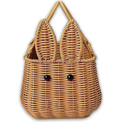 Panier de Pâques tressé à la main avec œuf en forme de lapin, panier de pique-nique et panier de rangement pour fruits. (1/5)