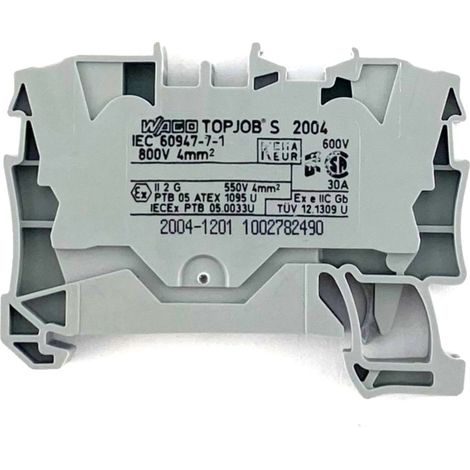 Morsettiera Passante 2 Poli Grigia 0.5-6mm² per Guida DIN 35mm Wago 2004-1201 (1/2)