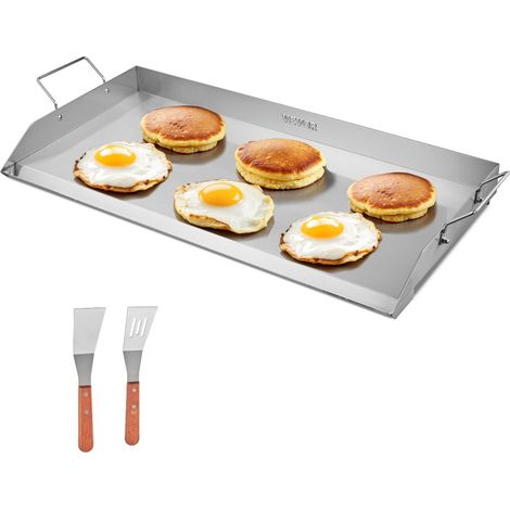 Grillplatte Grillpfanne Edelstahl universelle rechteckige Platte (809 x 370 mm) mit flacher Oberseite, Gasgrill-Grillplatte für BBQ-Grill Teppanyaki, tragbares Familienkochgeschirr mit Griff (1/5)