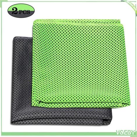 Serviette rafraîchissante - FAFEICY - Lot de 2 - 82 x 30 cm - Polyester évaporatif - Noir et vert (1/5)