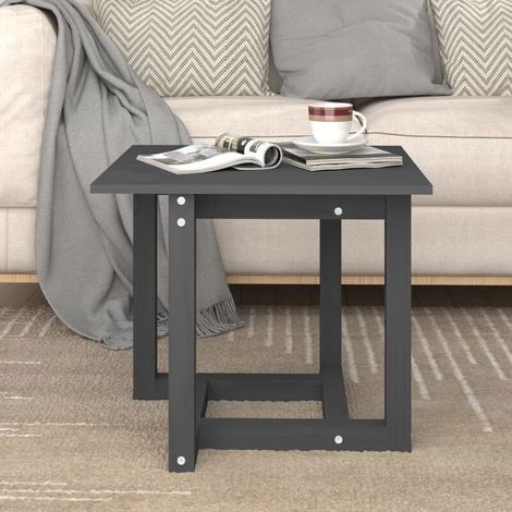 Table basse de salon  Bout de canapé  Table d'appoint pour chambre Gris 50x50x45 cm Bois massif de pin XTT667