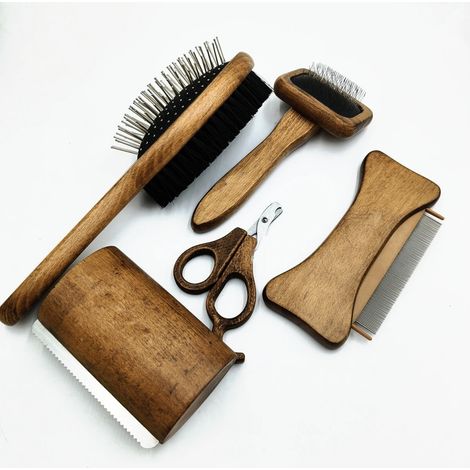 Ensemble de toilettage pour animaux 5 pièces : outil de nettoyage pour le bain, peigne démêlant et coupe-ongles (1/5)