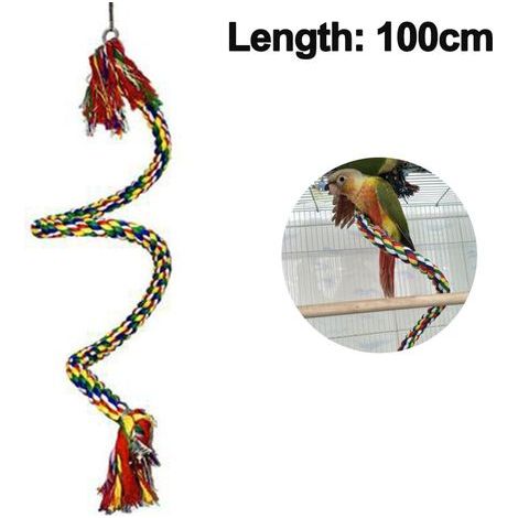 Perroquet Corde Oiseau Coton Balançoire Perroquet Jouet Oiseau Perche Corde Élastique, Corde à l'aide de Cloche pour les Oiseaux, Perruches, Perruches (1/5)