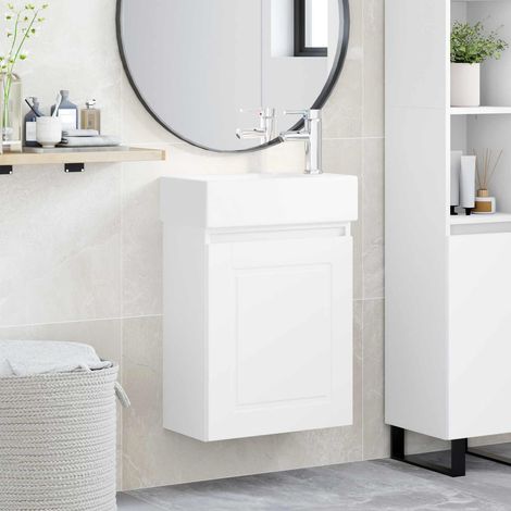vidaXL Mobile bagno con rubinetto Bianco 45,5 x 22,5 x 84 cm
