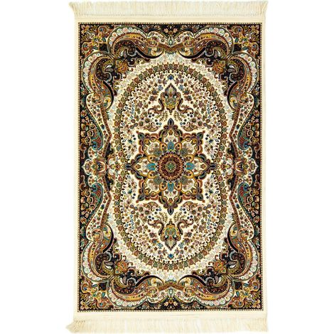 Tapis persan Nesrin  - 150x100cm, Rectangular - 100% Acrylique - Tissé - Beige