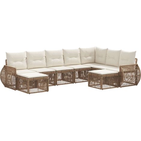Gartensofa-set 9 pcs Beige Poly-Rattan vidaXL